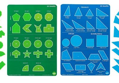 2D Shape Set - 4 Packs of 38 2D Shapes & 4 Posters in Vinyl Bag