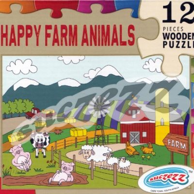 Wooden 12 PCE HAPPY FARM ANIMALS