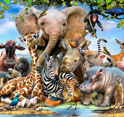 Wooden 50pce puzzle - Babies in the wild