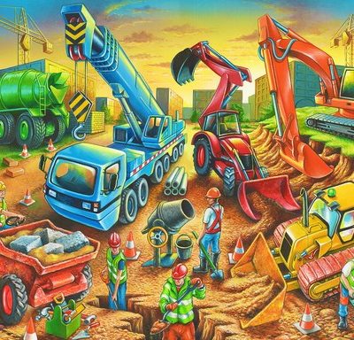 Wooden 80pce puzzle Construction site