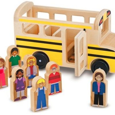 Wooden School Bus with men